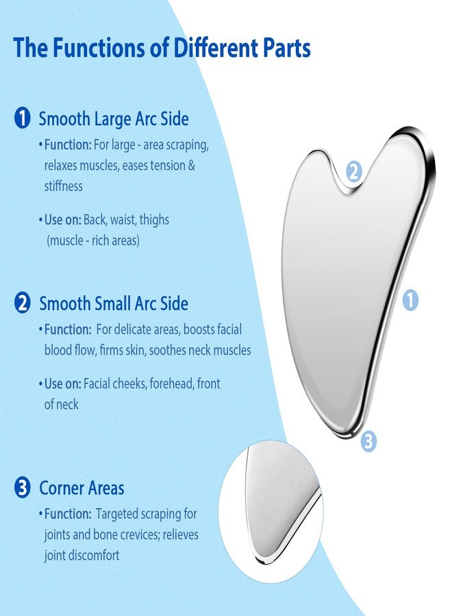JOLYEAK 2Pcs Stainless Steel Scraping Facial Tool, Gua Sha Facial Tools, Body and Face Massage Tools,GuaSha Set for Face Neck Skin Care Lymphatic Drainage - Image 4